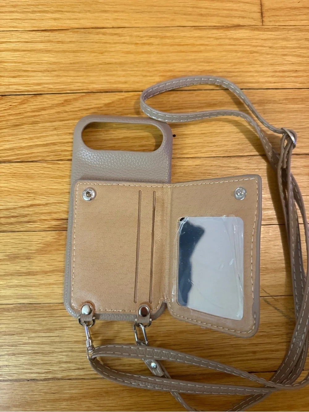 Neutral Taupe Crossbody Phone Case with Ring and Wallet